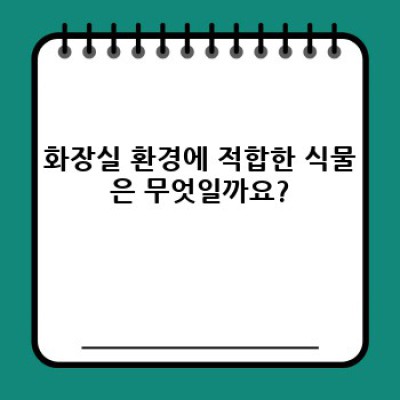 습한 화장실도 문제없다! 햇빛 없이도 잘 자라는 식물 5가지 추천 (화장실 인테리어 효과까지!)