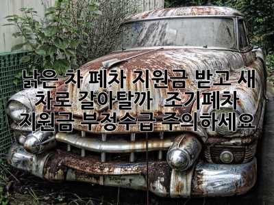 낡은 차, 폐차 지원금 받고 새 차로 갈아탈까? 🤔 조기폐차 지원금 부정수급 주의하세요!