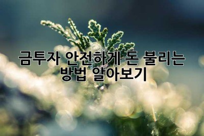 금투자: 안전하게 돈 불리는 방법 알아보기