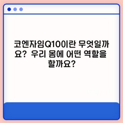 코엔자임Q10 효능 총정리: 건강 증진과 질병 예방에 도움되는 모든 것