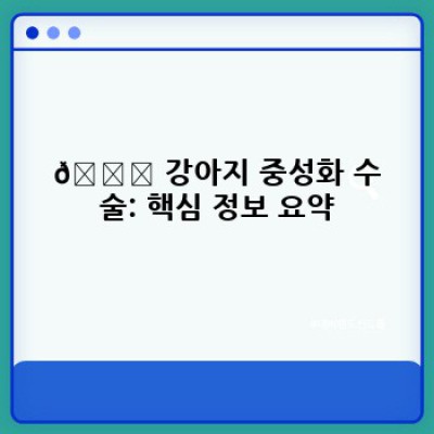 강아지 중성화 수술: 궁금증 해소와 현명한 선택을 위한 완벽 가이드