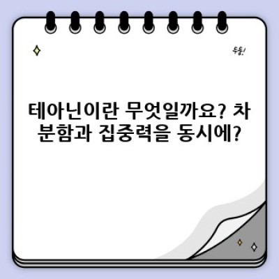 불안, 스트레스, 집중력 저하? 테아닌으로 극복하는 방법: 효과, 복용법, 주의사항 완벽 가이드