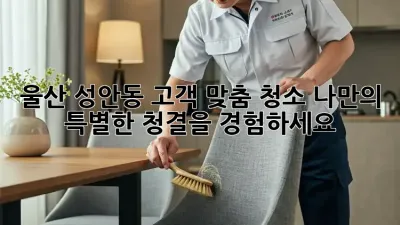 울산 성안동 고객 맞춤 청소: 나만의 특별한 청결을 경험하세요!