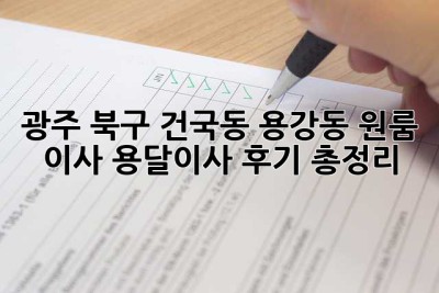 광주 북구 건국동, 용강동 원룸 이사? 용달이사 후기 총정리!