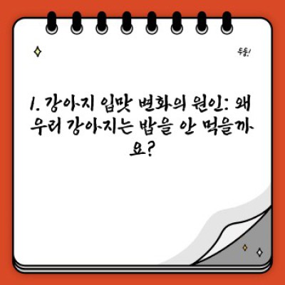 강아지 입맛, 변덕스러운 내 강아지 식사 문제 해결 완벽 가이드